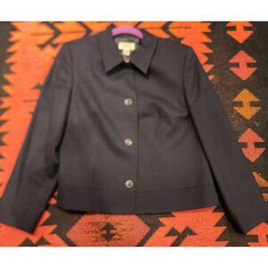 VINTAGE Talbots Petites Women's Navy Wool Button-Up Blazer Size 12  Lined USA